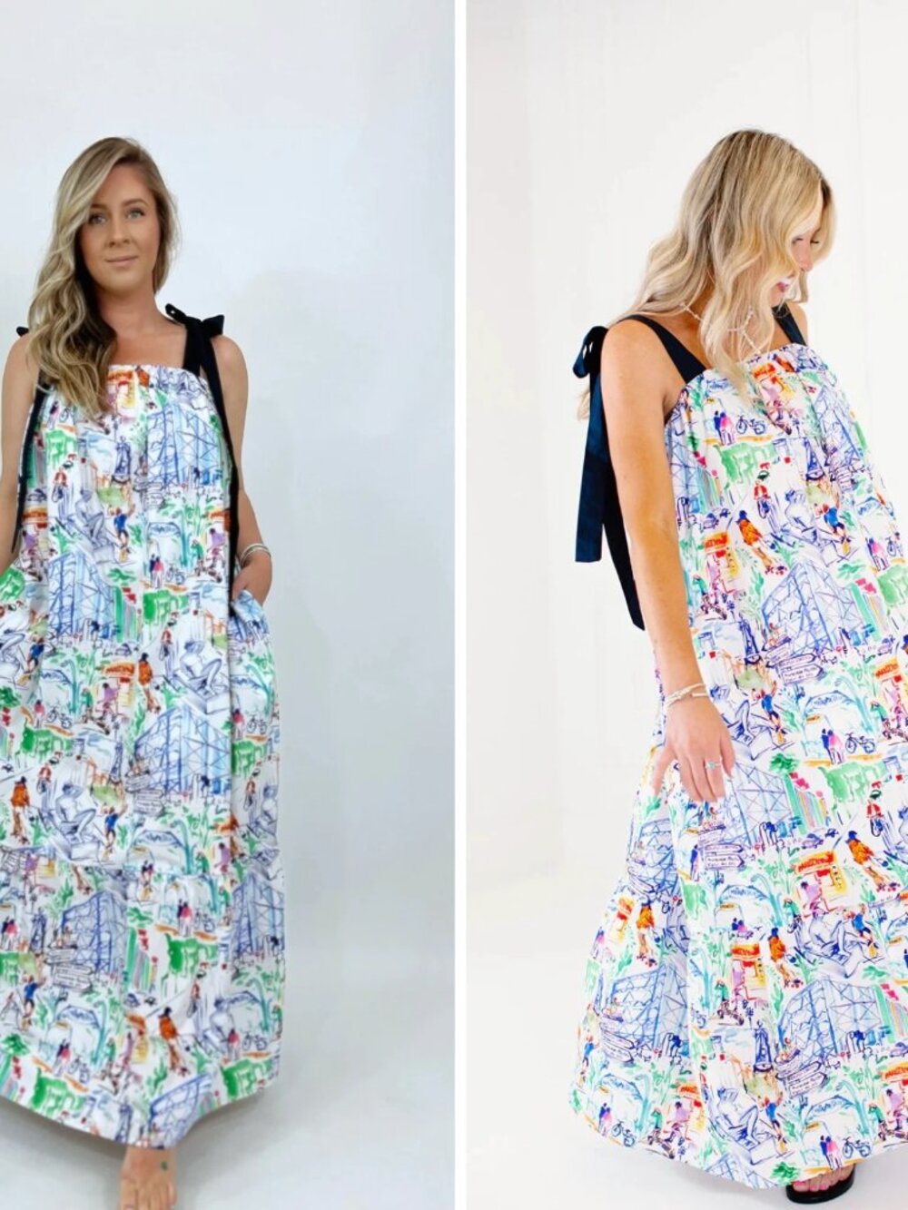 FRNCH Cylia Patterned Artsy Picnic Maxi Cotton Dress Size Medium - Picture 3 of 13